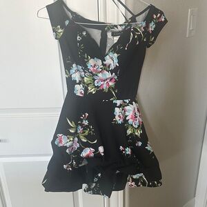 B Darlin Black Dress with Floral Accents